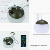 Night Light - Outdoor Camping Lamp - Atmospheric Decorative Lighting - Round Camping Lamp - 3 Brightness Levels - Hook Mount - Suitable for emergencies, tents, fishing, and other occasions. (Green) - Front View