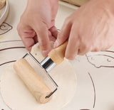 Dough Rolling Machine - Double-Sided Wooden Dough Rolling Machine - Three-Piece Set - Hand Baking Utensils - Smooth Non-Stick Coating - Suitable for Baking Dough, Fudge, Pizza, Cookies, Bread - Top-Down View