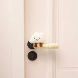 Protective Cover - Set of Two - Cute Cloud-Shaped Door Handle Gloves - Decorative Door Handle Protector Cover - Door Accessories (White) - Front View