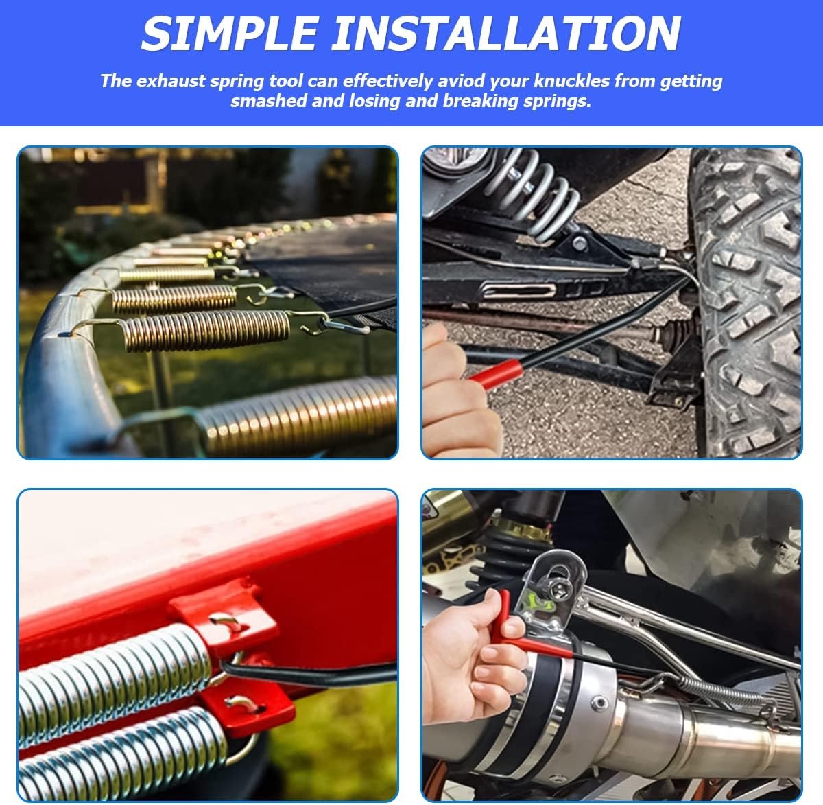 Brake Spring Hook - 2-Piece Set - Exhaust Spring Puller - Motorcycle | Bicycle | Spring Puller - Special T-Shaped Tool