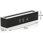 Tea Box - Tea Box 6 Compartments - Wooden Tea Box - Suitable for Loose Tea - 43 × 9 × 8.7 cm - Black