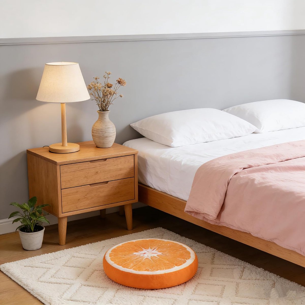 Round decorative cushion - soft filled cushion - play cushion - 40 cm - orange - suitable for sofas, chairs, floors, armchairs