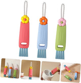 Brush - 3-piece set - Multifunctional cleaning brush - With soft bristles - Suitable for glass lids and bottle caps - Ideal for small spaces and cup accessories - Top-Down View