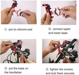 Phone holder for bicycle and motorcycle - Universal phone holder - 360° rotatable and tiltable - Bicycle accessories - Red