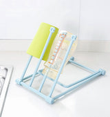 Storage Rack (Set of 2) - Kitchen Storage Rack - Space-Saving - Folding Rack - With 4 Supports, Corrosion-Resistant, Suitable for Storing Dishcloths, Cups and Baby Bottles - PP Material (Blue) - Side View