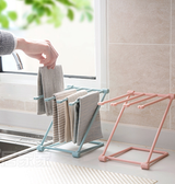 Storage Rack (Set of 2) - Kitchen Storage Rack - Space-Saving - Folding Rack - With 4 Supports, Corrosion-Resistant, Suitable for Storing Dishcloths, Cups and Baby Bottles - PP Material (Blue) - Top-Down View