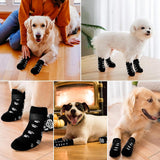 4-piece set of non-slip dog socks - Dog socks with adjustable shoulder straps - Cotton dog socks suitable for small and large dogs - Waterproof - Non-slip - Dog shoes (S) - Side View