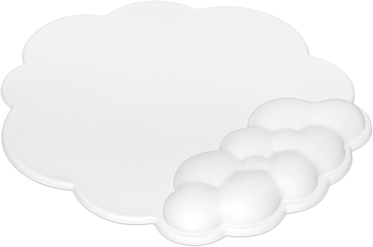 Mouse Pad - Mouse Pad with Wrist Rest - Ergonomic Mouse Pad - Mouse Pad with Leather Surface, Suitable for Computers, Laptops, Office, Home and Travel, with Non-Slip Bottom - White