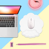 Mouse Pad - Mouse Pad with Wrist Rest - Ergonomic Mouse Pad - Mouse Pad with Leather Surface, Suitable for Computers, Laptops, Office, Home and Travel, with Non-Slip Bottom - White - Rear View