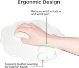 Mouse Pad - Mouse Pad with Wrist Rest - Ergonomic Mouse Pad - Mouse Pad with Leather Surface, Suitable for Computers, Laptops, Office, Home and Travel, with Non-Slip Bottom - White - Low Angle