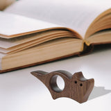 Book Binder - Cat-shaped book binder - Smooth walnut bookshelf - Thumb-shaped book binder - Reading aid - Ideal gift and reading accessory for book lovers - Gift for book lovers and literature enthusiasts (M)