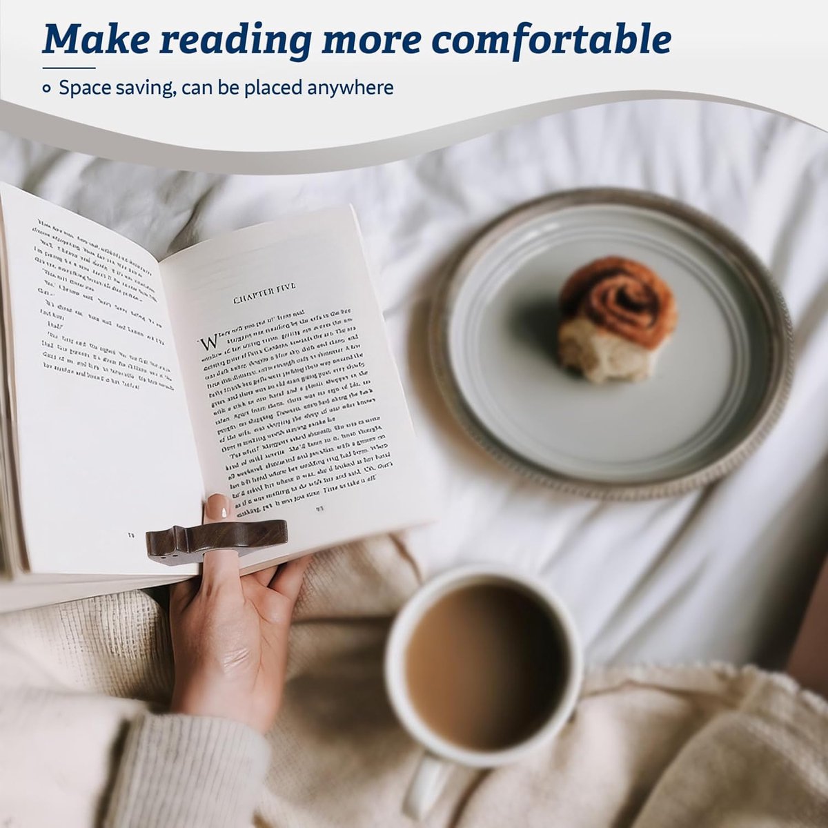 Book Binder - Cat-shaped book binder - Smooth walnut bookshelf - Thumb-shaped book binder - Reading aid - Ideal gift and reading accessory for book lovers - Gift for book lovers and literature enthusiasts (M)