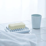 Soap Dish - Soap Holder - Double-Layer Ceramic Soap Dish - Bathroom Soap Dish Made of 304 Stainless Steel - Self-Draining Soap Holder - Suitable for Bathrooms, Kitchens and Travel.