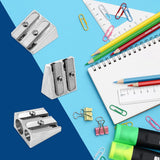 Set of 3 Metal Pencil Sharpeners - Suitable for Children - Colored Pencils - Cosmetics - Lip Liner and Eyeliner - Home - School & Office Supplies - Front View