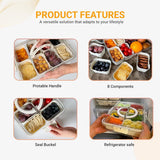 Snack Boxes - Divided trays with lids and handles - Transparent snack boxes for fruit, snacks, sweets and nuts - Ideal for parties and picnics (pack of 2) - Front View