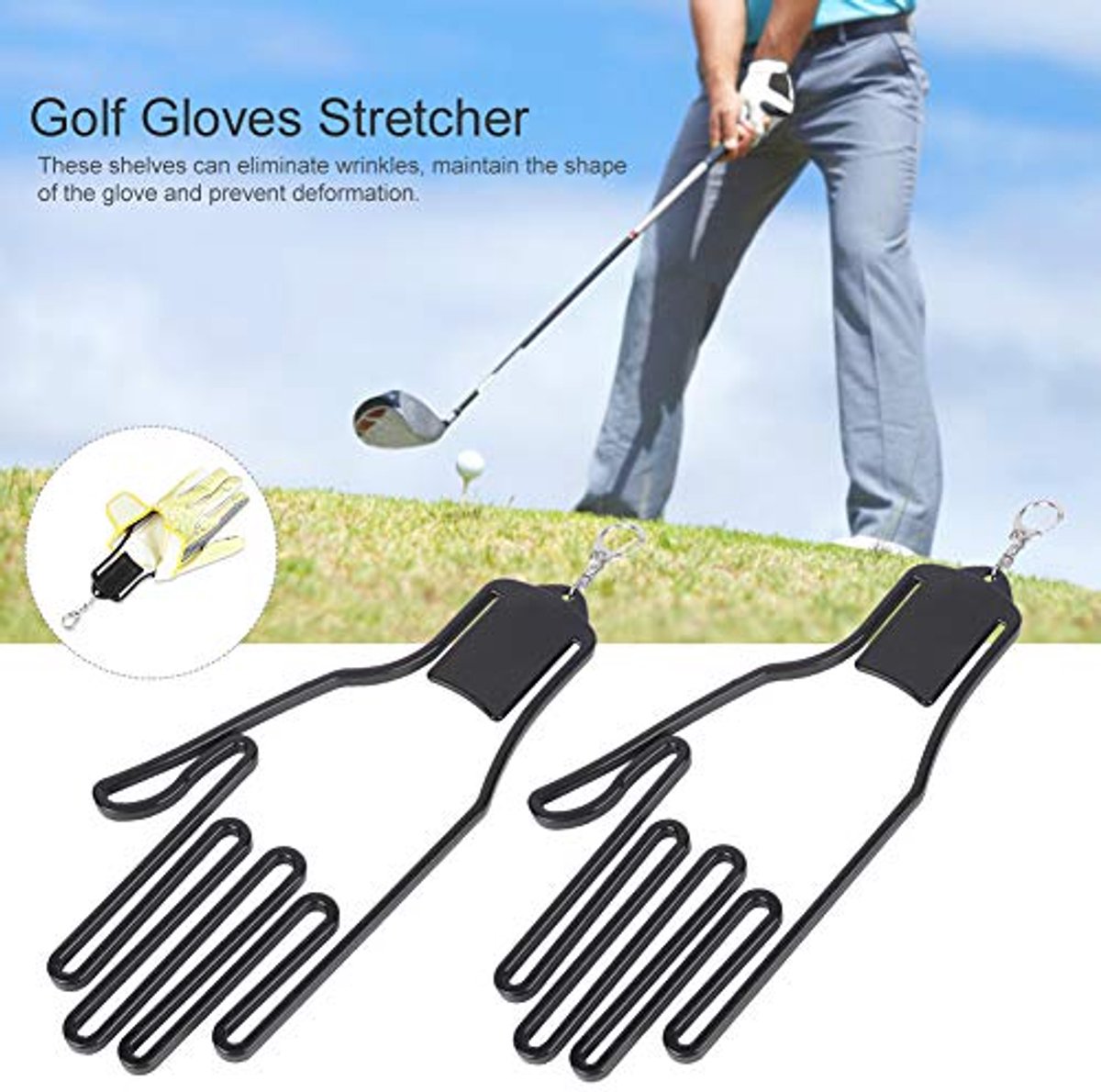 2-Pack Glove Supports - Black Plastic Frame to Prevent Deformation - For Golf & Outdoor Gloves