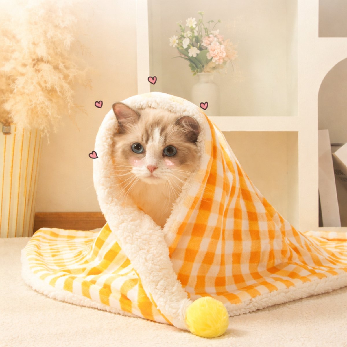 Pet Mat - Soft Pet Blanket - Warm Plush Blanket for Dogs and Cats - Comfortable & Cozy Sleep Blanket - 55*45cm - Yellow
