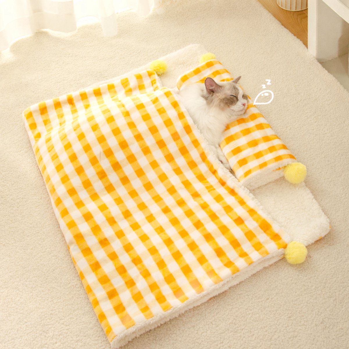 Pet Mat - Soft Pet Blanket - Warm Plush Blanket for Dogs and Cats - Comfortable & Cozy Sleep Blanket - 55*45cm - Yellow