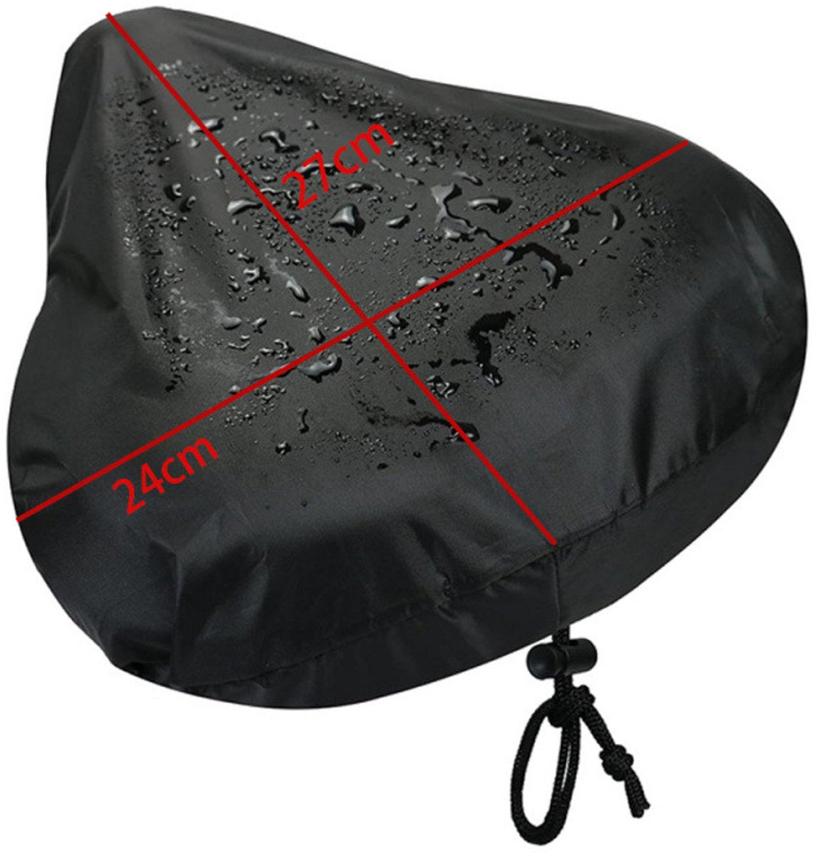 Waterproof Bicycle Saddle Cover with Drawstring - Black - Universal Size 24x27 cm - Protects Against Rain & Dirt