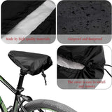 Waterproof Bicycle Saddle Cover with Drawstring - Black - Universal Size 24x27 cm - Protects Against Rain & Dirt - Close-Up Angle