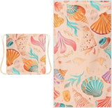 Beach Towel - 2-in-1 Foldable Beach Towel Backpack - Printed Bath Towel - Convertible Beach Mat & Carry Bag - Perfect Companion for Camping, Yoga & Travel（Shell）