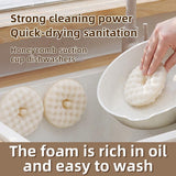 Double-Sided Dishwashing Brush - Sponge Brush with Suction Cup - 1 Base + 2 Refillable Sponges - Scratch-Free Kitchen Brush - Beige - Side View