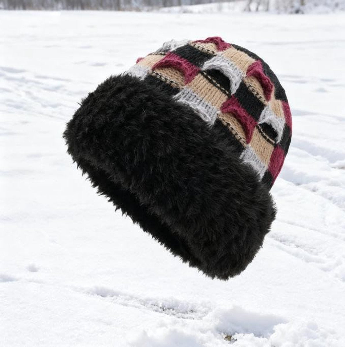 Winter Warm Knitted Hat - With Fleece Lining - Unisex - Suitable for Cold Weather（Black）