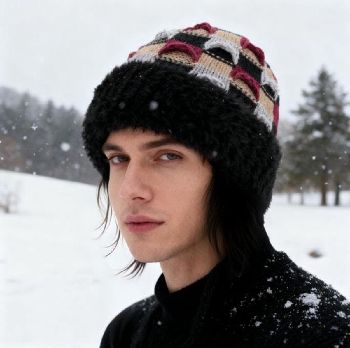 Winter Warm Knitted Hat - With Fleece Lining - Unisex - Suitable for Cold Weather（Black）
