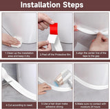 Sealing Strip - 3 Rolls - Bathtub Sealing Strip - Bathroom Sealing Tape - Waterproof Sealing Tape - Suitable for Kitchens, Washbasins, Bathtubs, Toilets and Shower Rooms - Sealing Tools Required - White - Rear View