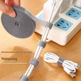 Cable Organizer with Velcro - Cable Ties for Data Cables - Reusable Straps - For storing mobile phone cables, laptop cables and chargers (Gray roll, 5 meters * 1.2 cm) - Side View