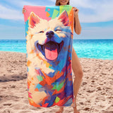 Beach Towel - 2-in-1 Foldable Beach Towel Backpack - Printed Bath Towel - Convertible Beach Mat & Carry Bag - Perfect Companion for Camping, Yoga & Travel（Pup）