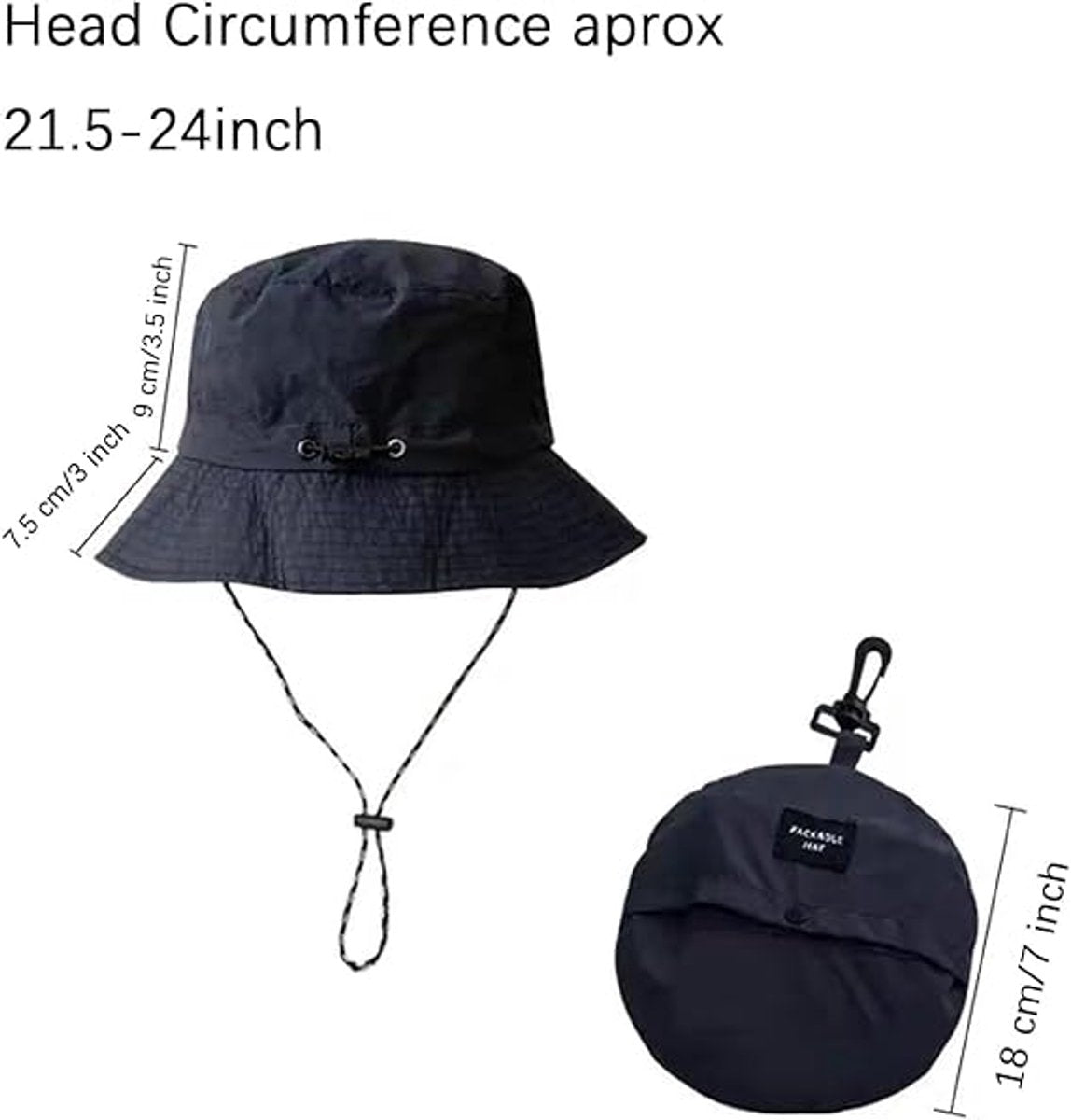 Hat - Sun Hat - Outdoor Jungle Hat - Foldable Bucket Hat - Rain Hat - Unisex - With Removable Chin Strap - 2-Piece (Black + Brick Red)
