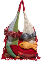 Shoulder Bag - Spacious Storage Bag - Versatile Knitted Bag - Tassel Shopping Bag - Perfect for Day Trips and Shopping - Red