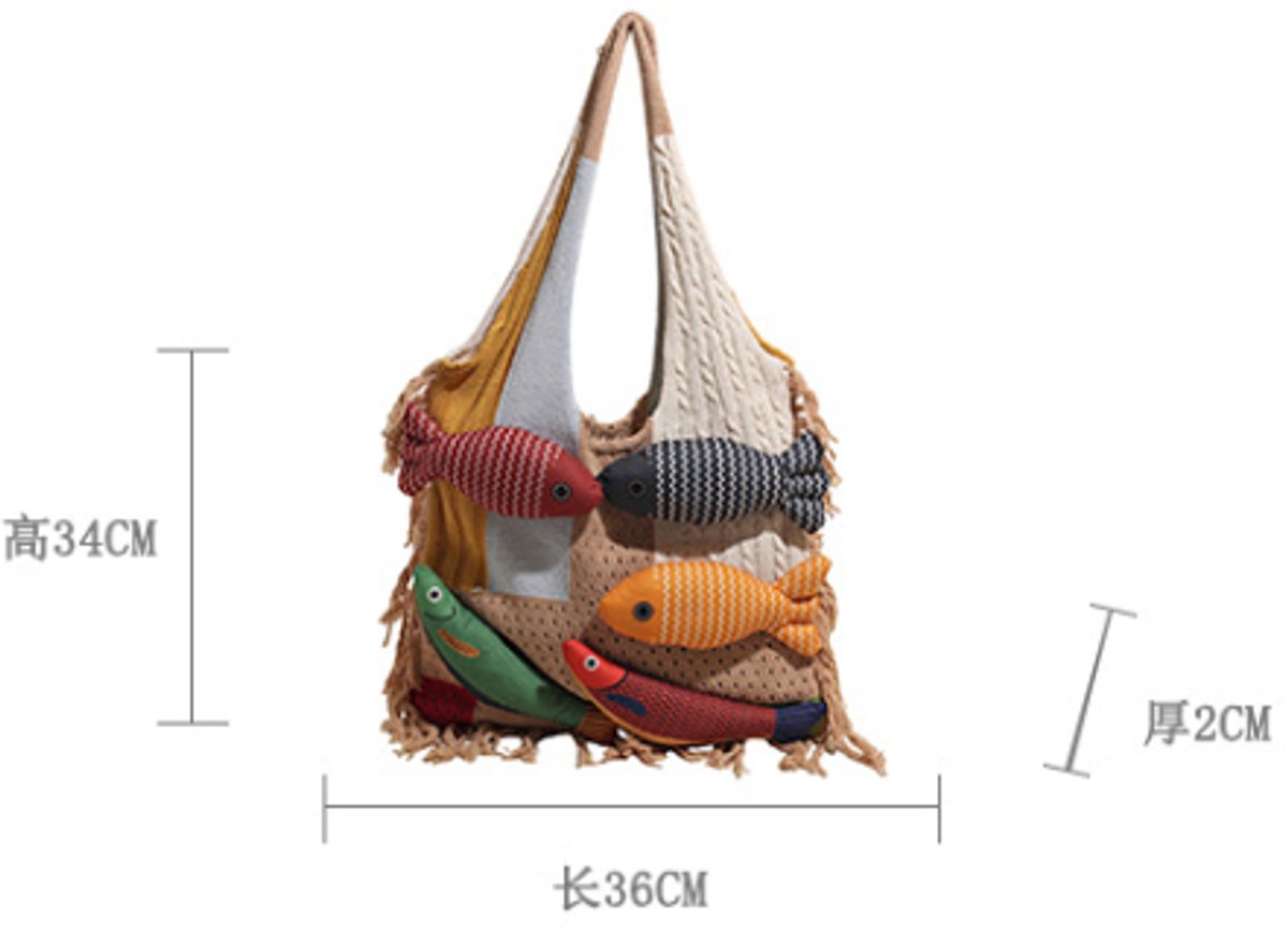 Shoulder Bag - Spacious Storage Bag - Versatile Knitted Bag - Tassel Shopping Bag - Perfect for Day Trips and Shopping - Red