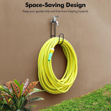 Garden Hose Hanging System - Wall Mount for Neat Storage - Stainless Steel Frame - Black - Side View