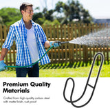 Garden Hose Hanging System - Wall Mount for Neat Storage - Stainless Steel Frame - Black - Top-Down View