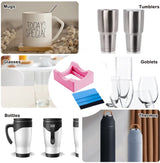 Vinyl Sticker Applicator for Cups - Silicone Cup Holder with Felt Edge Scraper - Silicone Cup Holder - Insulated Mug Holder - Non-Slip Glass Cup Holder - One-Handed Sticking for Mugs & Bottles - DIY Accessory - Pink - Front View