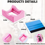 Vinyl Sticker Applicator for Cups - Silicone Cup Holder with Felt Edge Scraper - Silicone Cup Holder - Insulated Mug Holder - Non-Slip Glass Cup Holder - One-Handed Sticking for Mugs & Bottles - DIY Accessory - Pink