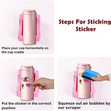 Vinyl Sticker Applicator for Cups - Silicone Cup Holder with Felt Edge Scraper - Silicone Cup Holder - Insulated Mug Holder - Non-Slip Glass Cup Holder - One-Handed Sticking for Mugs & Bottles - DIY Accessory - Pink - Top-Down View