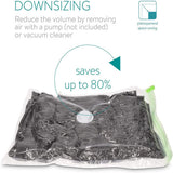 Vacuum Bags for Clothes - Set of 4 - with Manual Inflation Function - 120x100cm - 45-Degree Angle