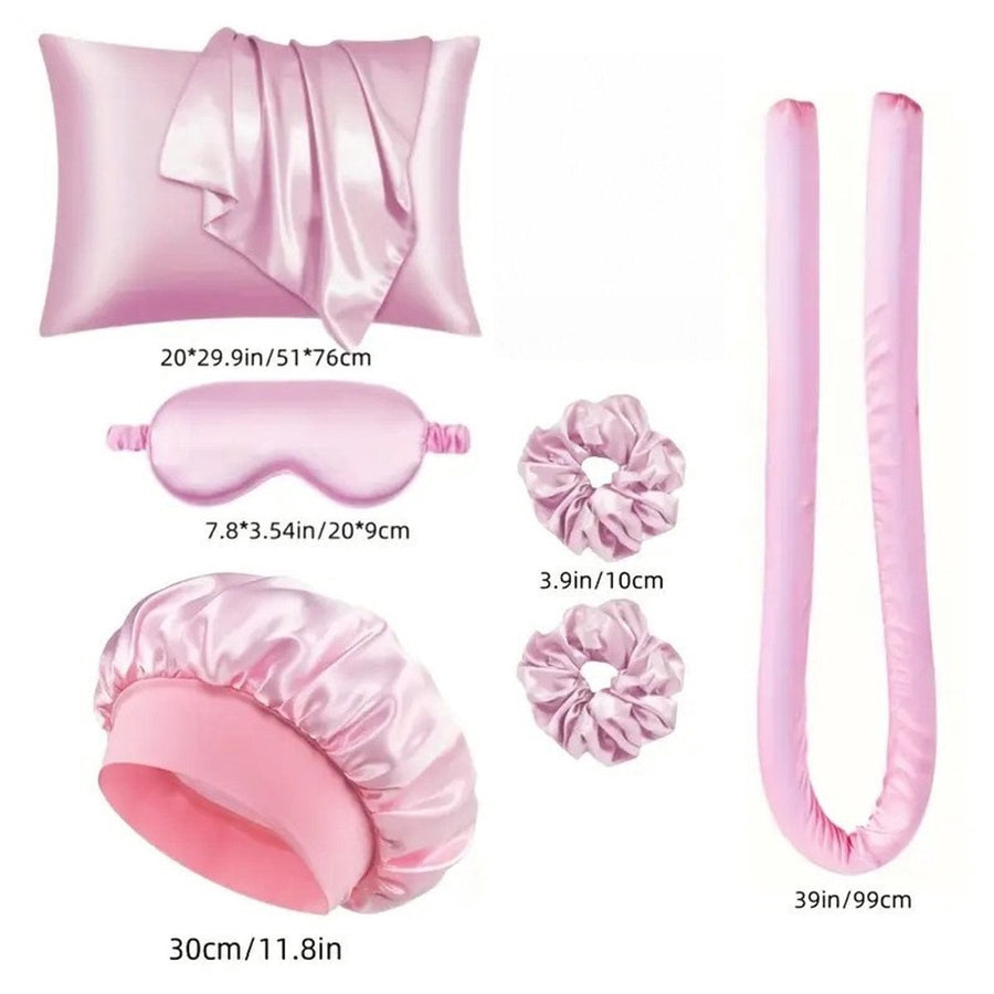 Hair Rollers - 6-Piece - Heatless Curling Iron - Heatless Curls - Curls without Heat - Includes Hair Clip and Satin Sleep Cap (Black)