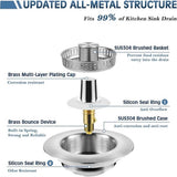 Sink Drain Strainer - 3-in-1 - Stainless Steel - Collapsible Sink Stopper - Strainer - Silver