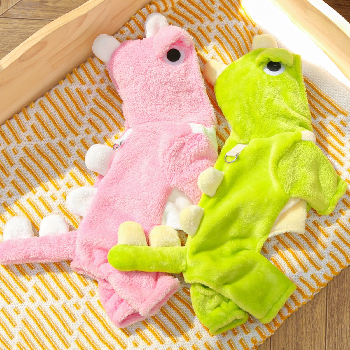 Warm Pet Clothing - Cute Dinosaur Dog Suit - Warm Fleece Pet Clothes for Small Dogs - Pink (Size L)