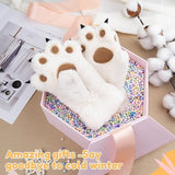 Gloves - 1 pair - Winter gloves - Cartoon gloves - Neckband - Children's gloves - Warm gloves - Plush gloves - One size（White）