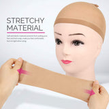 5-piece set - light brown - elastic - wig cap