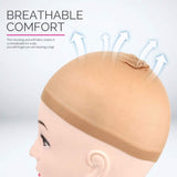 5-piece set - light brown - elastic - wig cap - Top-Down View
