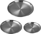 Dinner Plates - 3-Piece - Stainless Steel Plates - 20cm, 23cm, 26cm - Matte Finish - Reusable - Suitable for outdoor use, picnics, kitchens, and parties