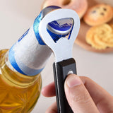 Bottle Opener - Manual Can Opener - Perforated Bottle Opener - Double Ended Wall Mounted Bottle Opener - Stainless Steel Bottle Opener for Beer and Cans - Small Bottle Opener - Suitable for Camping and Travel Use - Top-Down View