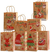 Gift Bags - 8 pieces - Christmas gift bags - Paper gift bags - Christmas gift bags - Kraft paper bags - Suitable for Christmas Eve and Christmas gift wrapping