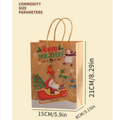 Gift Bags - 8 pieces - Christmas gift bags - Paper gift bags - Christmas gift bags - Kraft paper bags - Suitable for Christmas Eve and Christmas gift wrapping - 45-Degree Angle